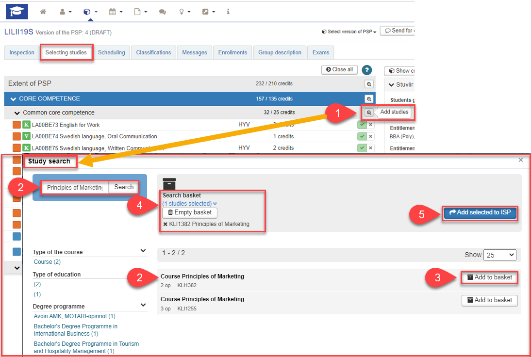 PSP Selecting new studies