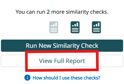 Screenshot: "View Full Report" -button in the Similarity tab of the Draft Coach. In the image the button is highlighted with a red rectangle.