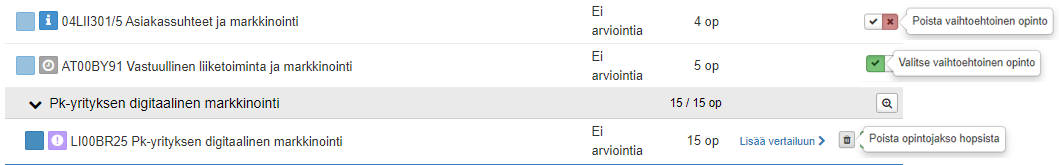 HOPS Opinnon poistaminen