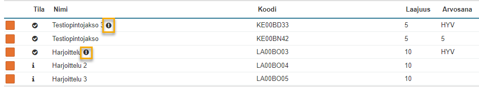Opintosuoritukset - huomiot