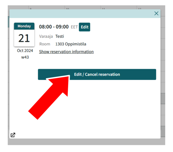 editing the reservation
