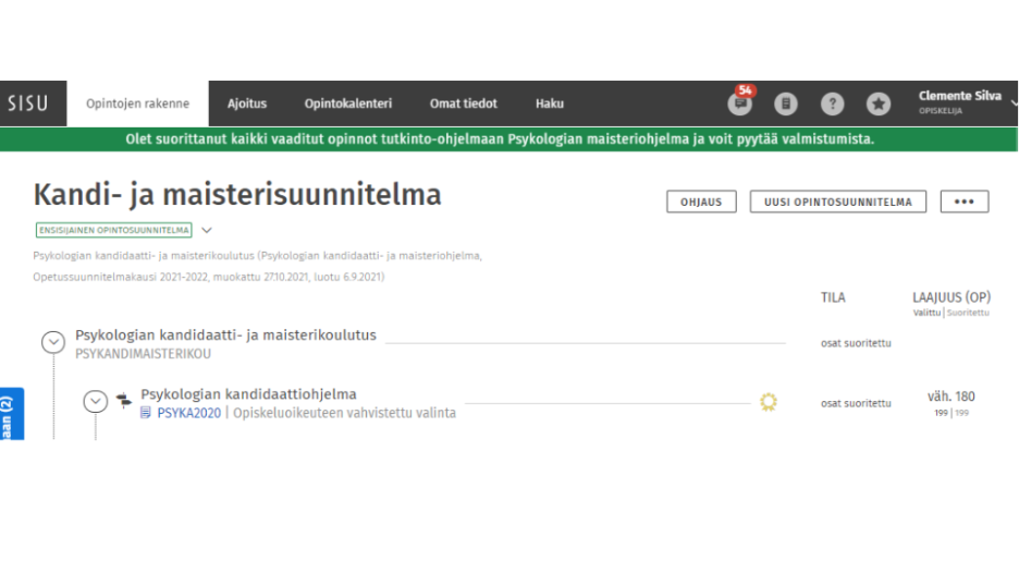 tutkinnon hakeminen ja valmistuminen